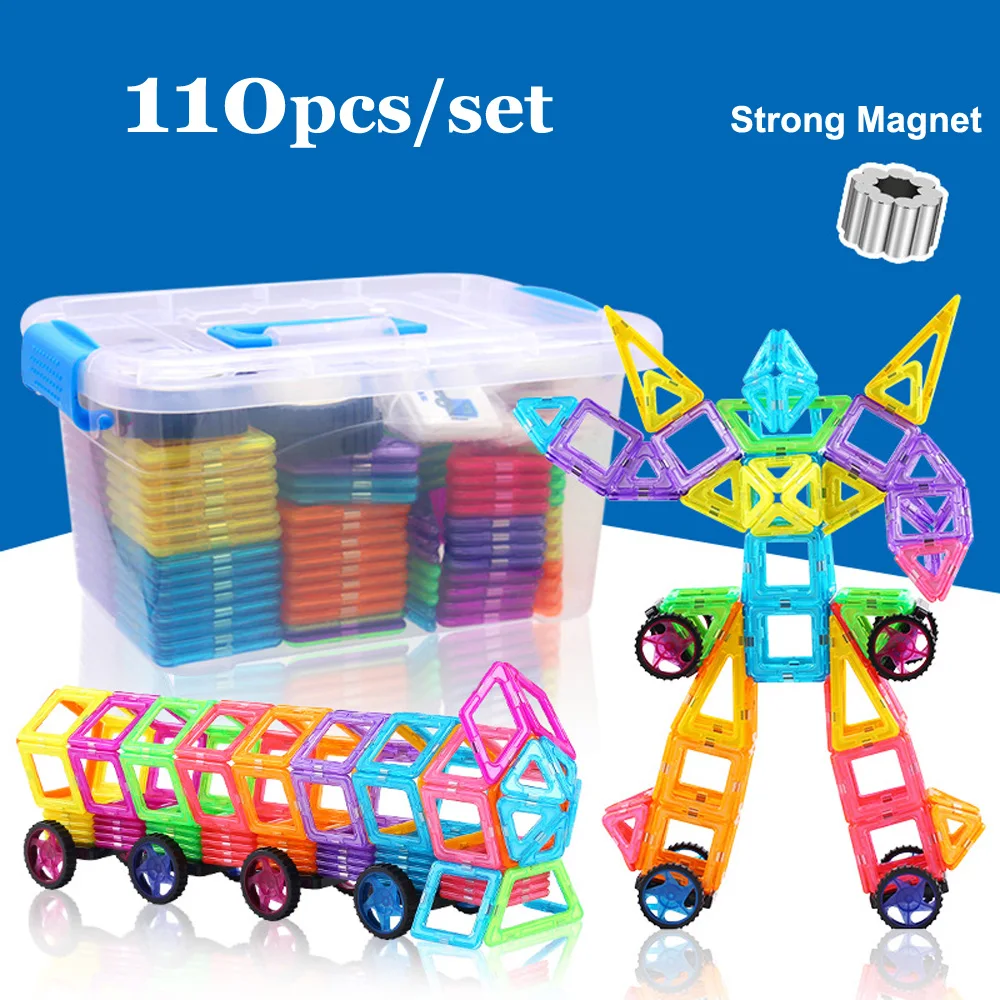 110 sztuk Mini zestaw Magnetic Designer Construction Model Building plastikowe bloki magnetyczne zabawki edukacyjne dla dzieci prezent