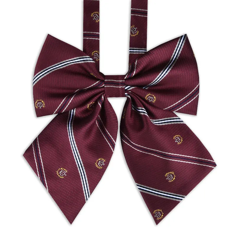 JK Bow Tie Striped Solid Uniform Collar Butterfly Cravat Japanese High School Girls Students Preppy Chic Free of Tying a Knot