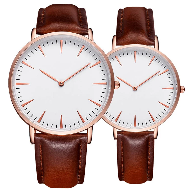 CL015 Genuine Leather OEM Custom Logo Watch Print Your Photo Couple Watches Private Label Clock Name Design Decorating Watch