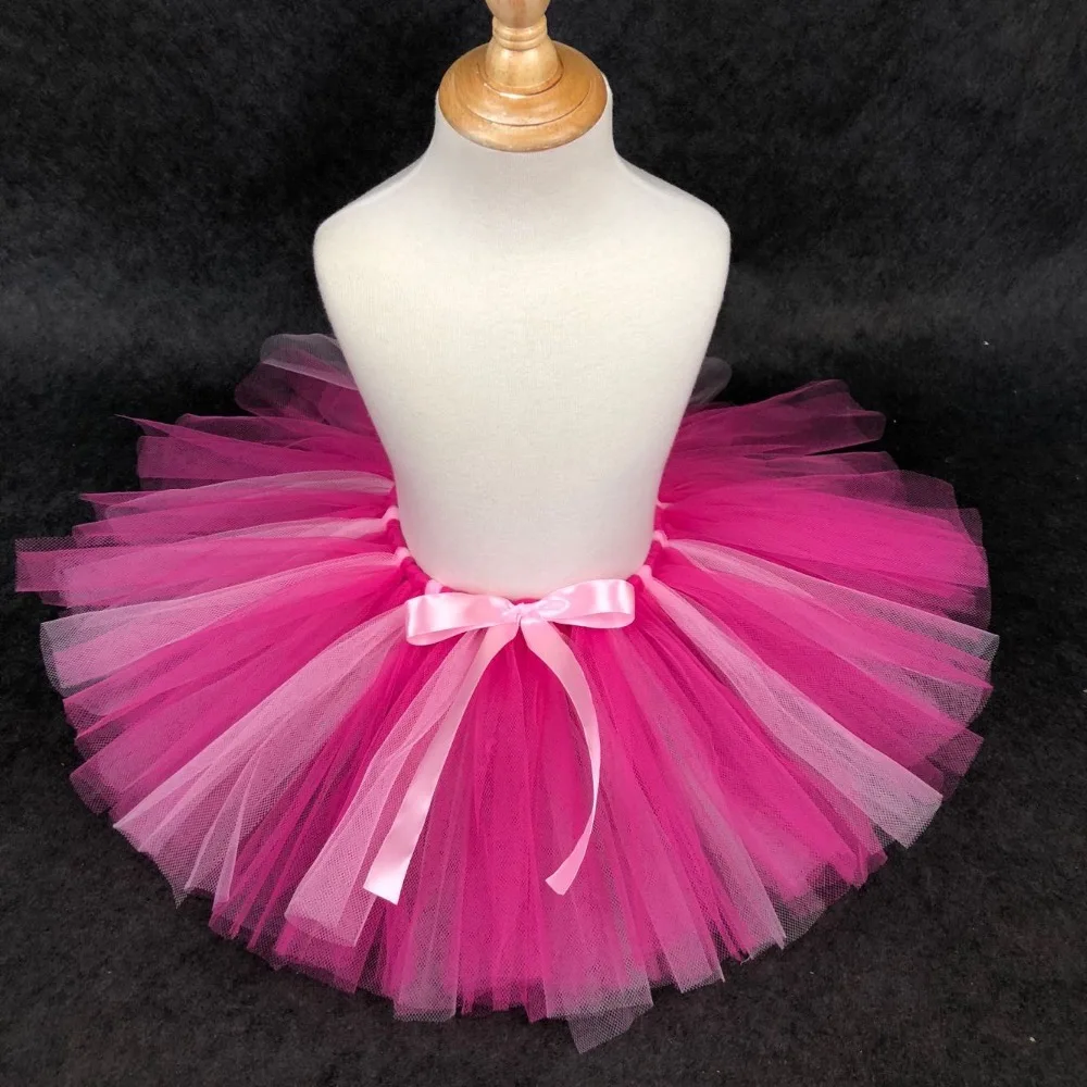 Baby Girls Tulle Tutu Skirts Kids Ballet Tutus Pettiskirts Dance Underskirts with Ribbon Bow Children Party Costume Skirts Cloth