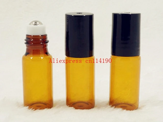 Brand new 500 pcs/lot 5ml Brown Amber Roll On Glass Bottles Lot Essental Oil Glass Bottle