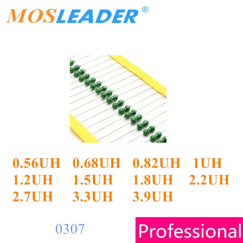 Mosleader 3000PCS 1/4W 0307 0.56UH 0.68UH 0.82UH 1UH 1.2UH 1.5UH 1.8UH 2.2UH 2.7UH 3.3UH 3.9UH AL0307 DIP Color ring inductors