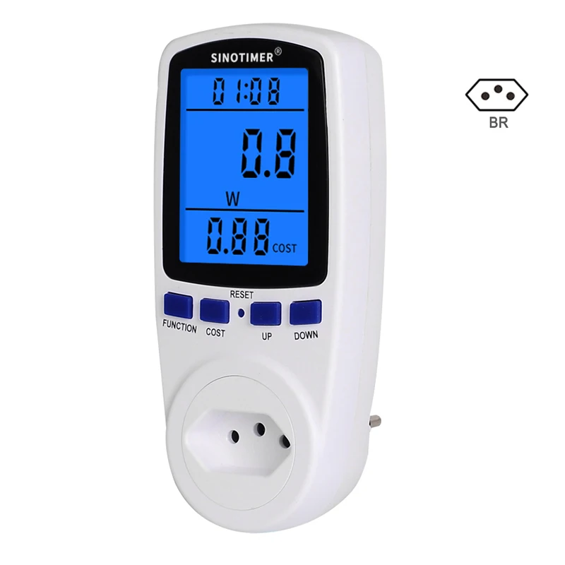 EU US UK BR AU FR Plug Backlight Wattmeter Electricity Power Meter Consumption KWh Watt Energy Meters 220V 110V AC Outlet Socket