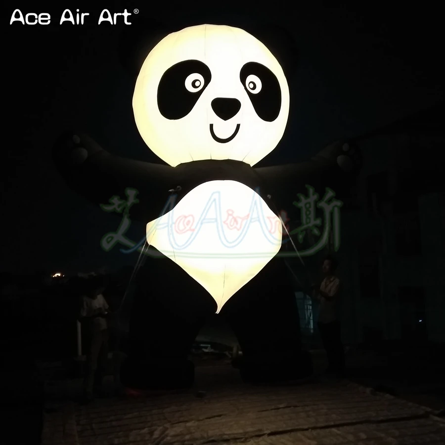 Beautiful Giant Inflatable Standing Panda Replica Pop Up LED Animal Model for Advertising Outdoor Display