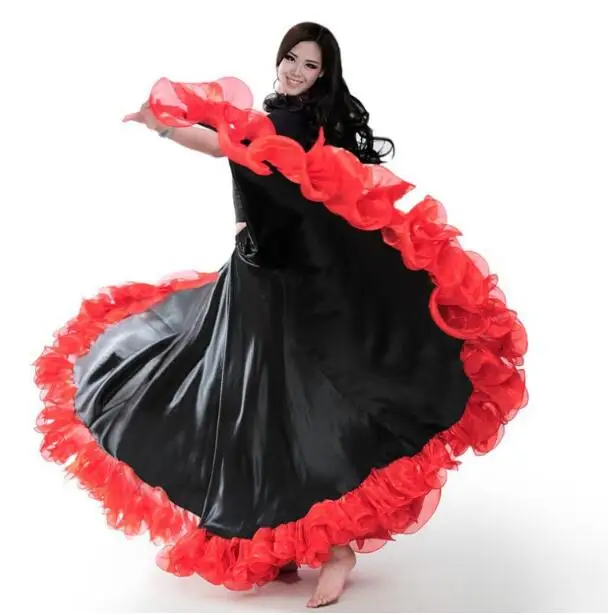 1 piece 360 degree The Opening Dance Modern Dance Full-skirted Dress Spain Bullfighting Dance Skirt Long Sleeve Costumes