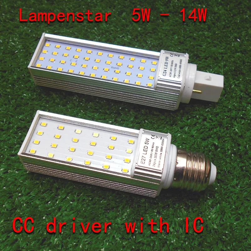 

E27 led plug light 5W 7W 9W 11W 12W 13W 14W Blanco Calido Lampara G24 LED Bombillas SMD2835 Light 24LED 500LM 110V/220V 85-265V