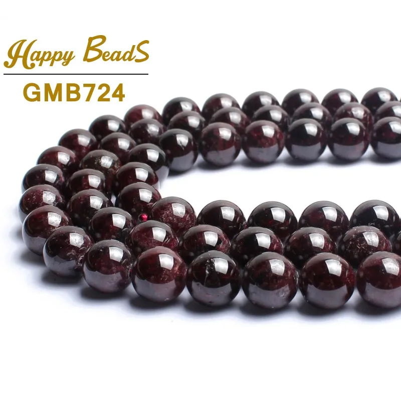 Natural Gem Dark Red Garnet Round Loose Spacer Beads For Jewelry Making 15.5inches 4,6,8,10,12mm Pick Size DIY Bracelet Necklace