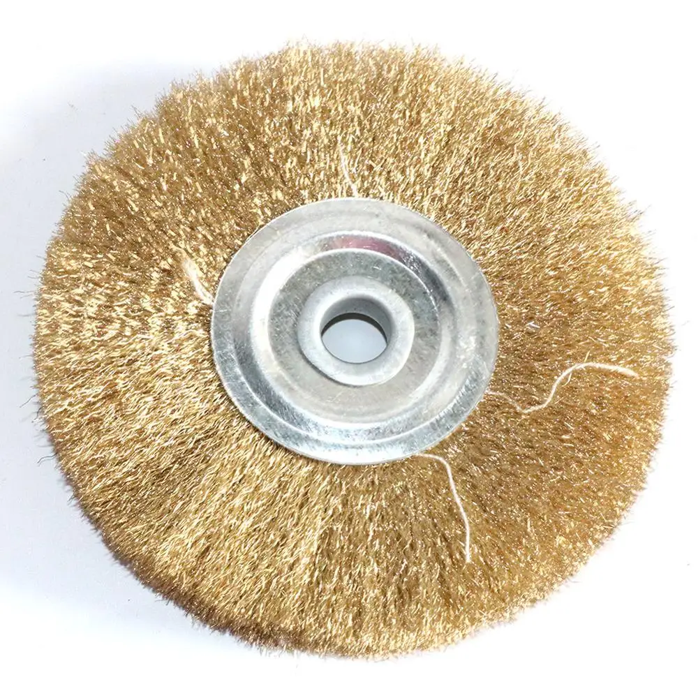 Imagem -03 - Wire Wheel Brush For Metal Derust Wood Deburring Flat tipo Polishing Tool Bench Grinder Polishing in in 10 mm 16 mm 1pc