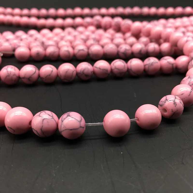 1strand/lot 4 6 8 10 12mm Round Natural Beads Pink Turquoises Loose Spacer Charm Bead For Jewelry Making DIY Necklaces Bracelets image 3