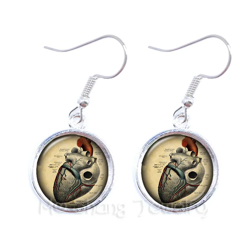 Human Anatomy Brain Punk Earrings For Women Glass Cabochon Weird Cool Science Doctor Creative Gift For Friends