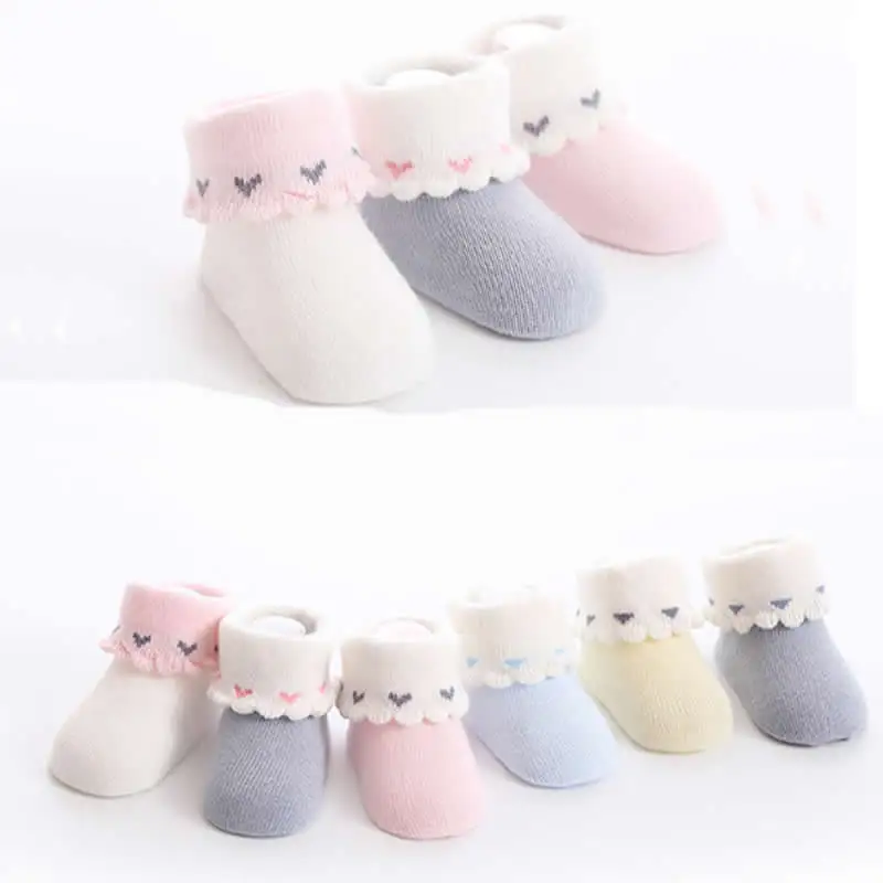 3 pair/lot newborn girl lovely Princess lace short socks Flanging knee socks lose Baby toddler sock boneless