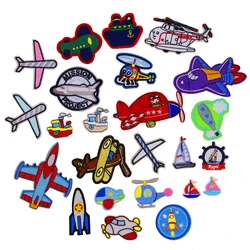 1 pcs Plane Boat Ships embroidered iron on patches cloth accessories popular clothing bag hat Patches Appliques