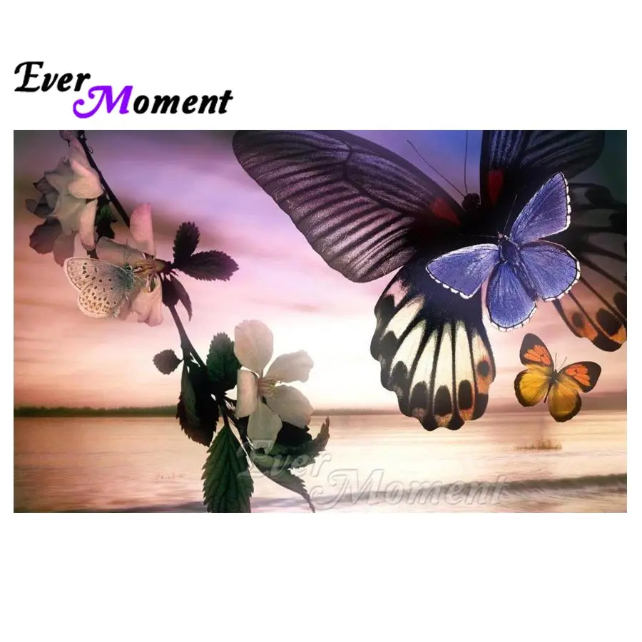 

Ever Moment DIY Diamond Painting Butterfly Flower Diamond Mosaic Full Square Drills Rhinestone Artwork Home Decoration ASF1237