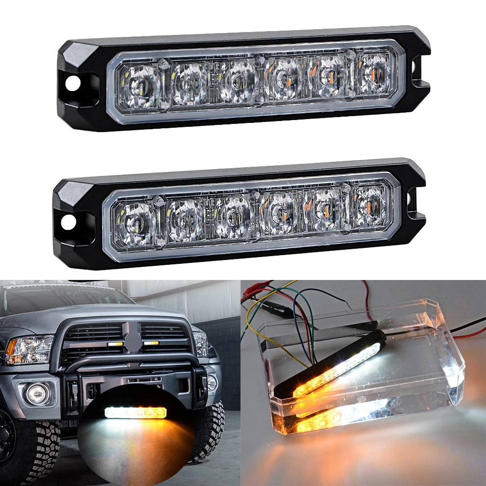 High Brightness 6LED Waterproof 18W Car Strobel Light Flash Warning Police Light Truck Boat Forklift Side Signal Lights 9V-30V