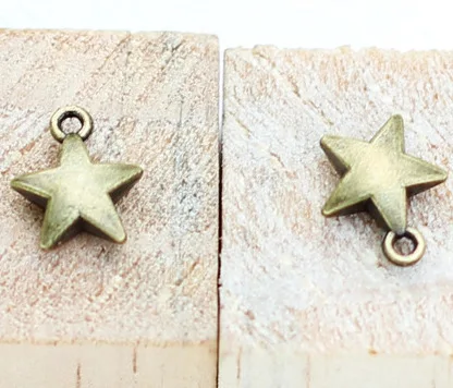 200 pieces/lot 7MM alloy Charm Pendants 3D double side star Antique Bronze silve pendant jewelry Making accessories diy material