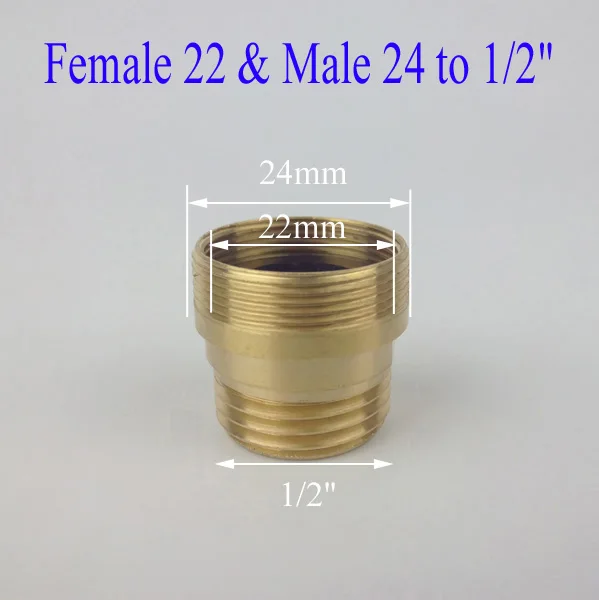 

Female 22 Male 24 to 1/2" brass faucet adapter