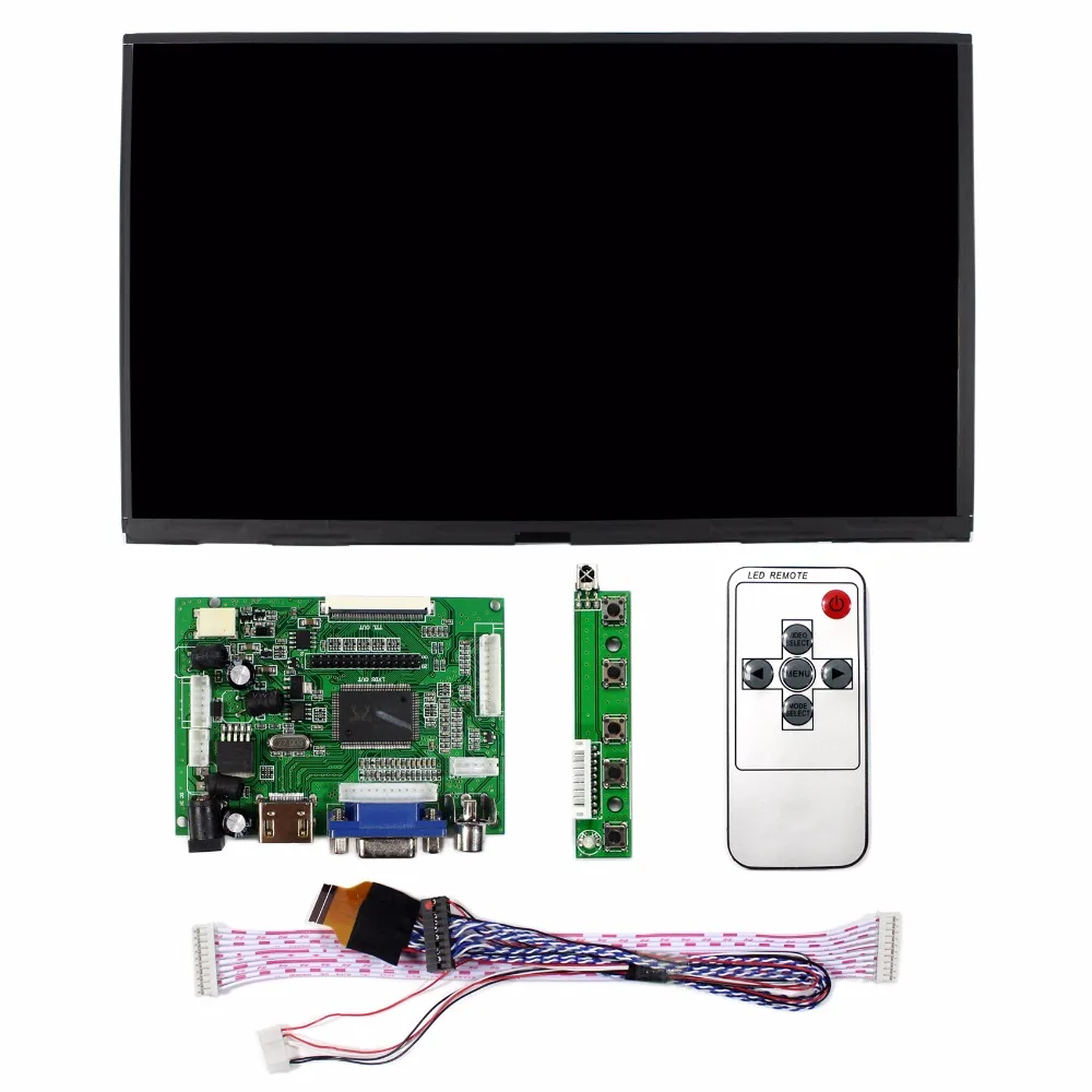 Placa de controle remoto lcd hd mi vga 2av, com painel lcd ips de 10.1x1366 embutido