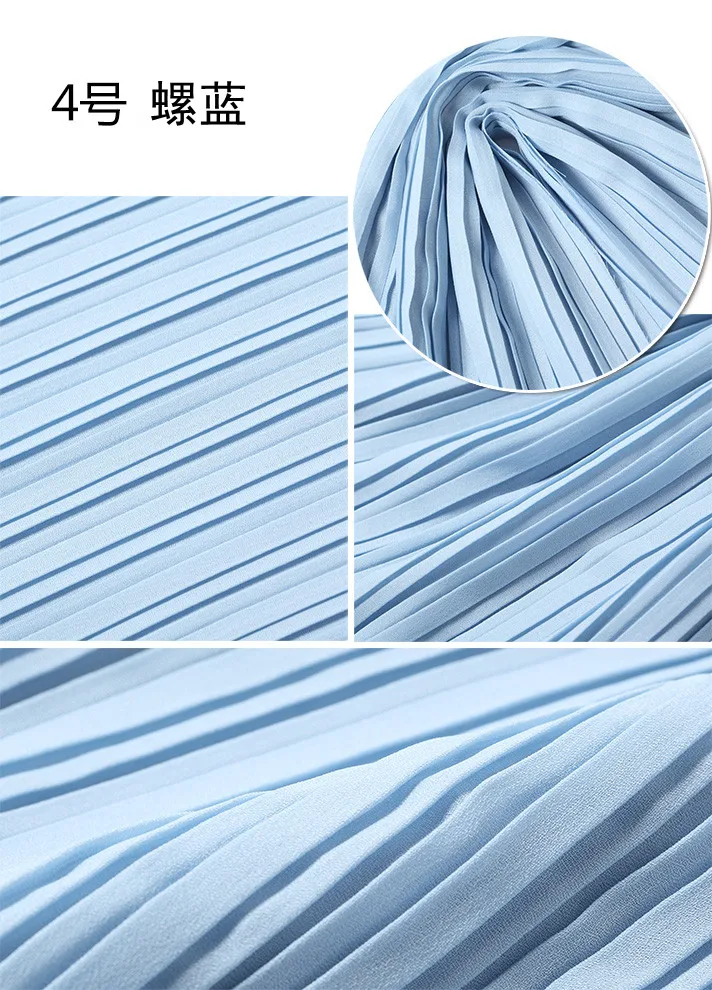 

2 meters 150cm 59" width blue pleated chiffon fabric pearl yarn fabric MM96