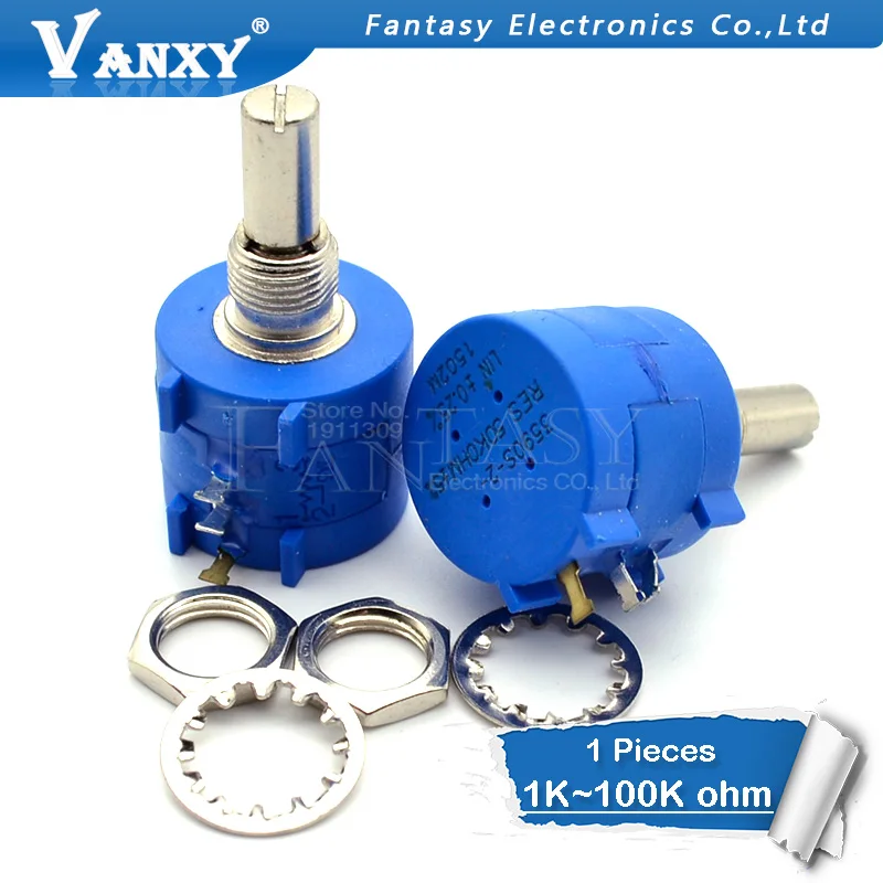 1pcs 3590S 1K 2K 5K 10K 20K 50K 100K ohm Precision Potentiometer Adjustable Resistor 3590 102 103 502 103 203 503 104