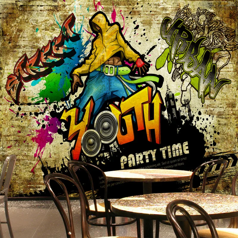 beibehang papel de parede 3D stereoscopic wallpaper retro wallpaper seamless background graffiti cafe nonwoven wallpaper