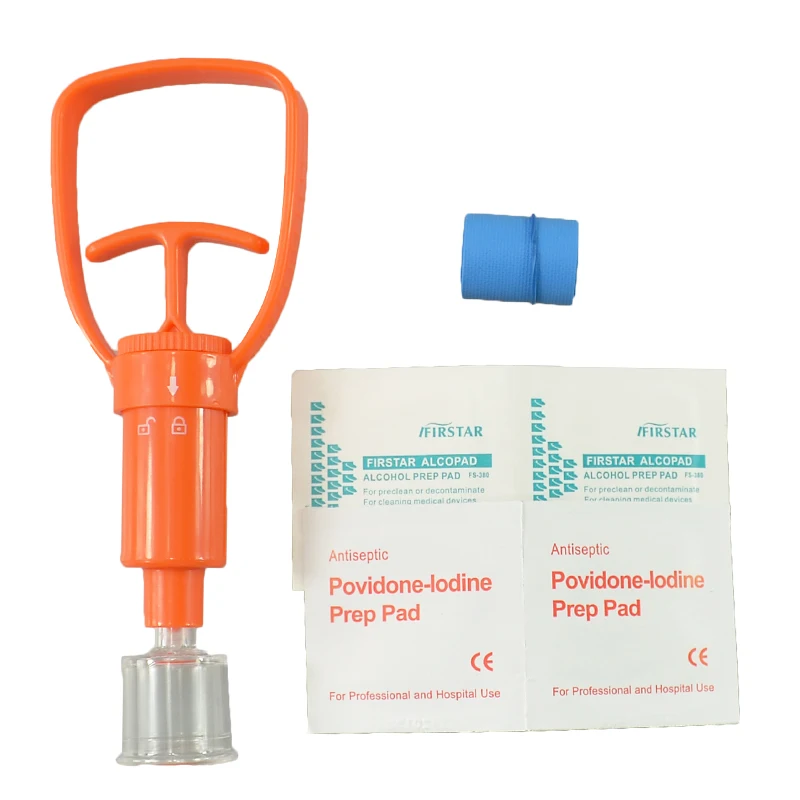 First Aid Tools Bite Pump Venom Extraction Vacuum Pumps With iodine Alcohol Pad Tourniquet For Snakebite, Spider Mosquito Bites