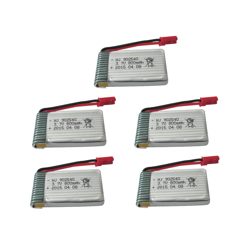 

5pcs For MJX x400 X300C X800 Quadcopter Parts RC Drone Lipo Battery JST 902540 3.7V 800mAh Lipo 1S Battery