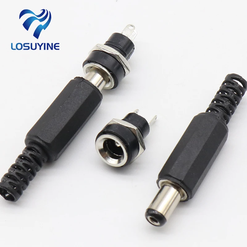 2.1x5.5mm DC Power Female Plug Jack 5pcs + Male Plug Jack Connector Socket Adapter 5pcs