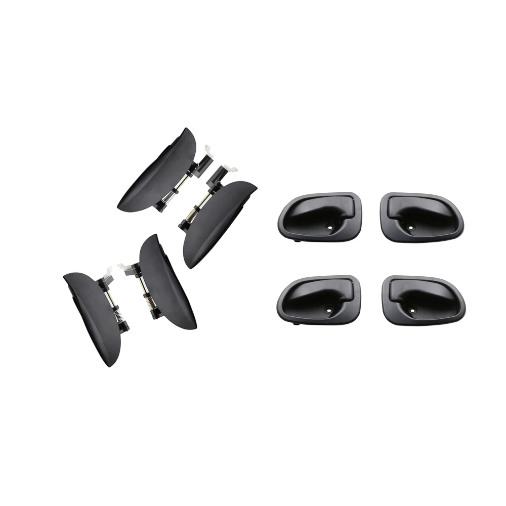 8PCS A SET BLACK  INTERIOR AND EXTERIOR DOOR HANDLE FOR HYUNDAI ATOS 01 / ATOS PRIME 01- / VISTO 01-