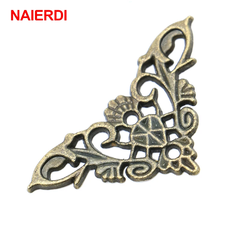 8PCS NAIERDI Jewelry Box Corner Protector Antique Frame Book Menus Butterfly Decoration Corner Bracket For Furniture Hardware