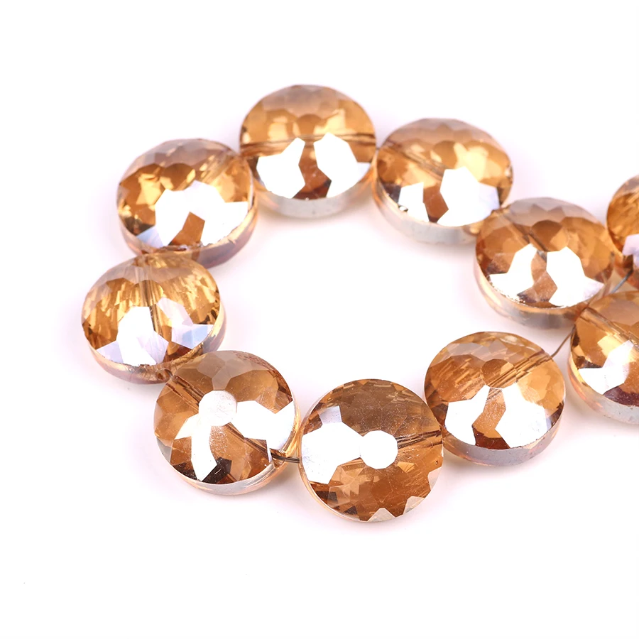 Czech Glass Round Stone Beads 14mm Faceted Crystal Flat Loose Beads DIY Making Lampwork Crystals Beads Wholesale