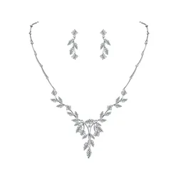 WEIMANJINGDIAN Brand Elegant Marquise Vine Cubic Zirconia CZ Crystal Necklace and Earring Bridal Jewelry Set