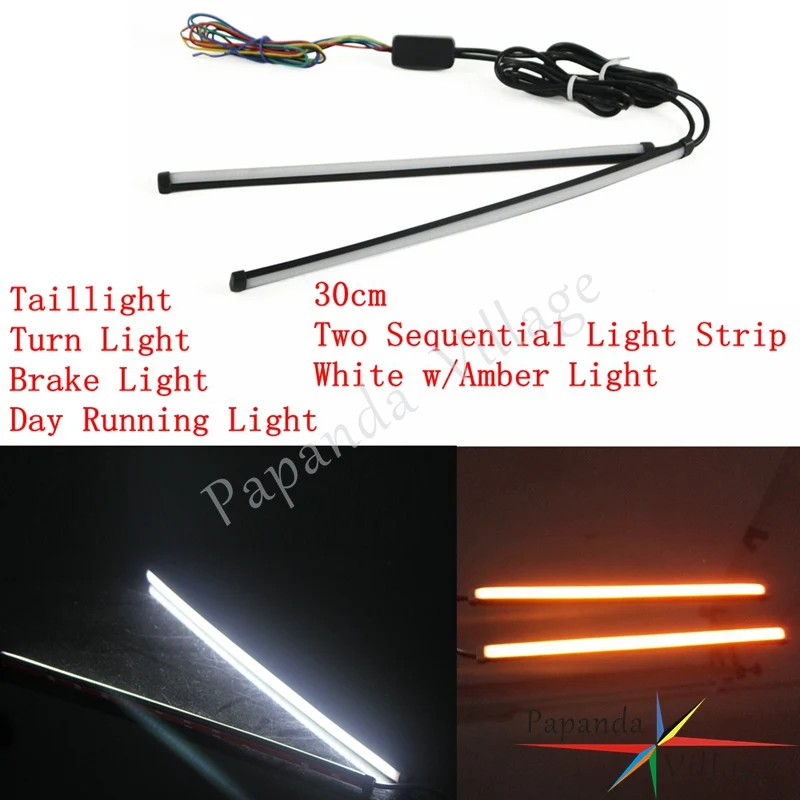 

Papanda White w/Amber Light LED DRL Sequential Switchback Flowing LED Strips Rear Tail Turn Signal Lamp