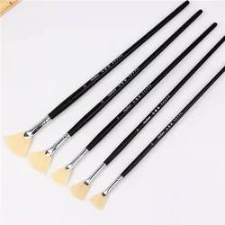 6 teile/satz, weiß Wildschwein Borsten pinsel stift fan form matte schwarz anzug kunst liefert malerei stift ölgemälde pinsel Student Schreibwaren