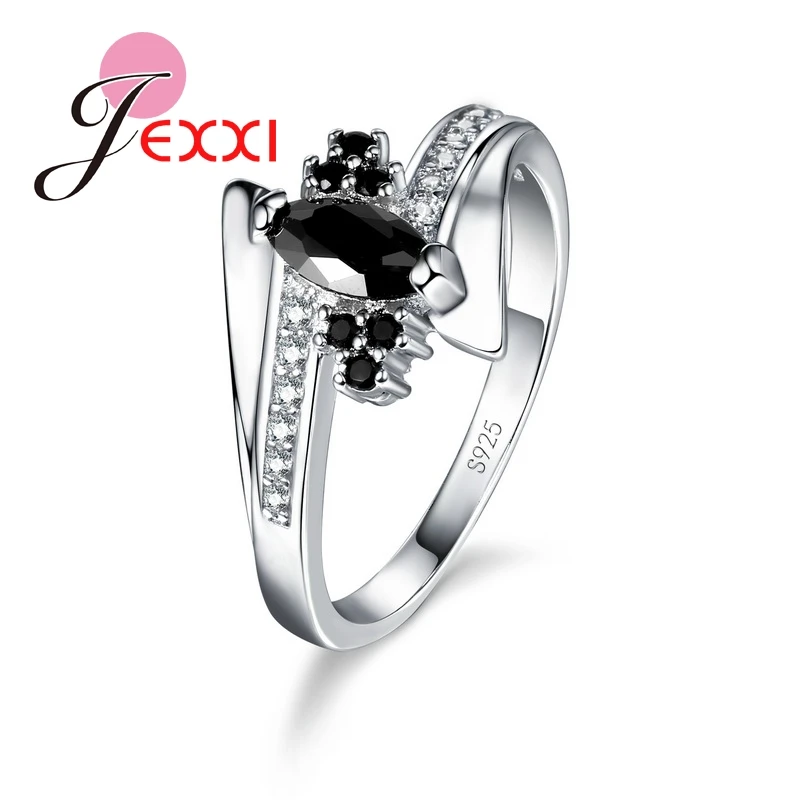 Gnnuine-925 Sterling Silver CZ Crystal Ring para mulheres, jóias de dedo, luxo, noivado, casamento, moda