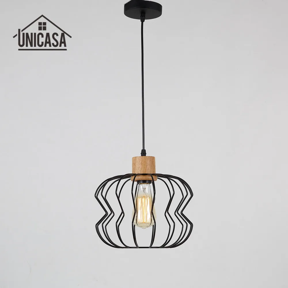 

Industrial Chandelier Lighting Vintage Wooden LED Light Kitchen Modern Ceiling Lights Antique Metal Mini Pendant Ceiling Lamp