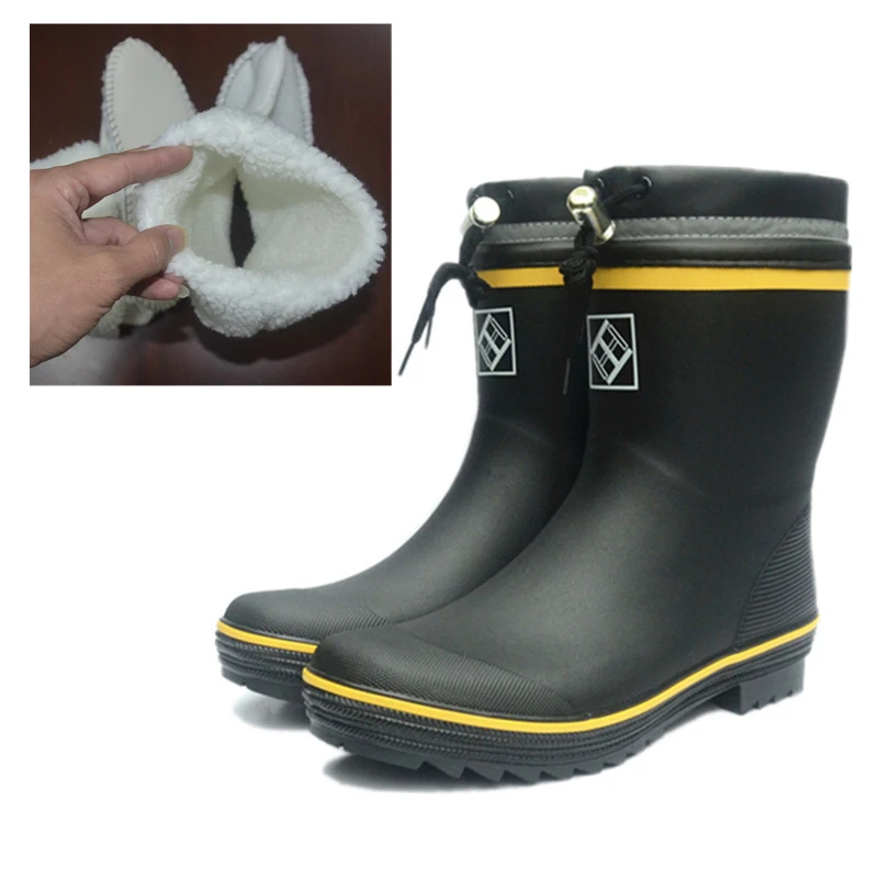 Winter Rubber Rain Boots Men bot Fishing Boots Men Outdoor Anti-slip Waterproof Shoes  Winter Boots Men  Men Snow Boots