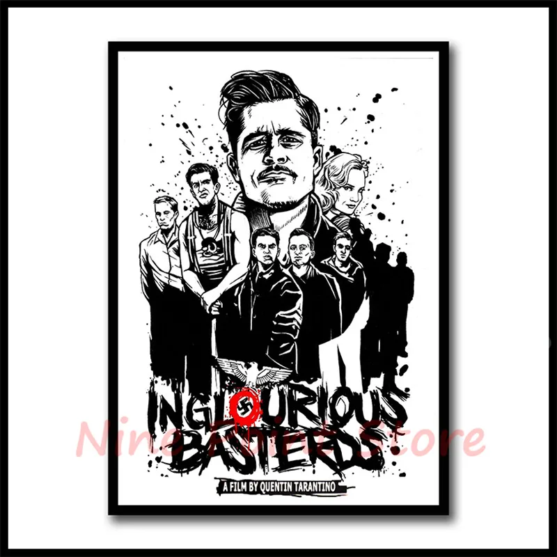 Inglourious Basterds Quentin Tarantino Classic Film Series White Coated Paper Posters Bar Decor Painting Wall Sticker Frameless