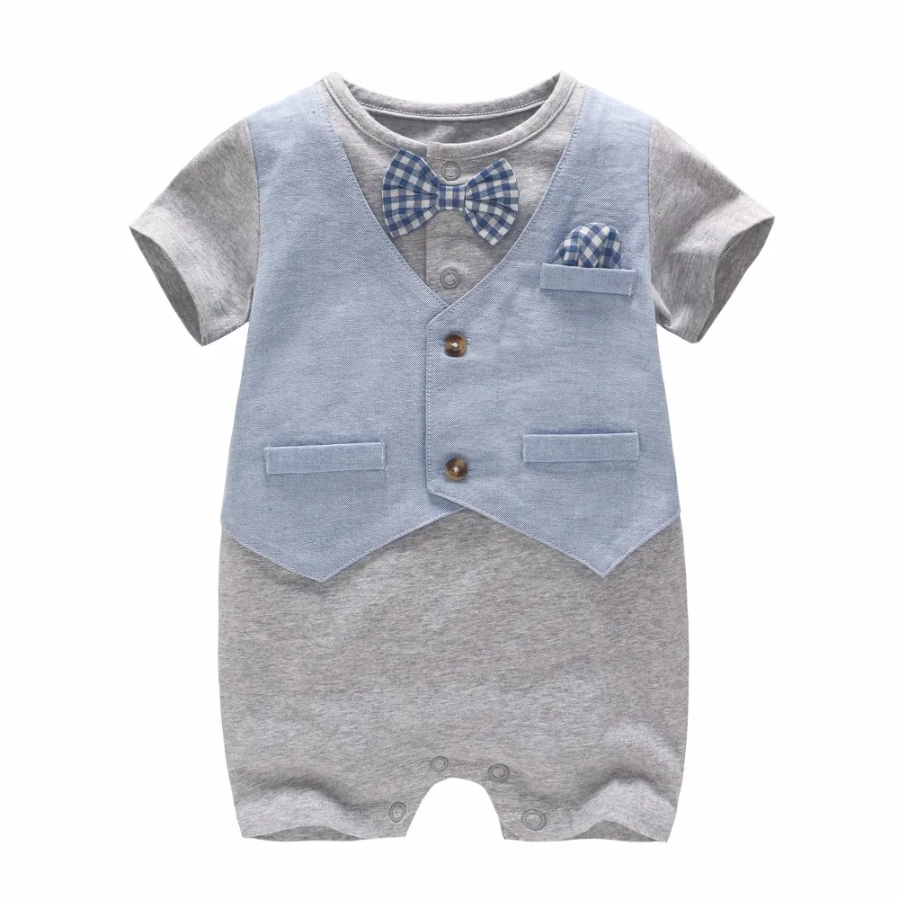 

Vlinder Baby clothes Baby Boy Jumpsuit Newborn Short Sleeve Bodysuit Summer Clothing Boy suit Bow Tie Cotton Snug Short Jumpsuit