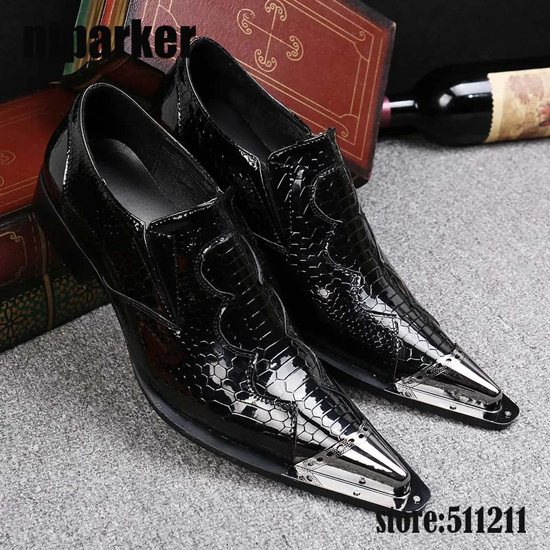 ntparker British Style mens shoes high Increased italian dress shoes patent genuine leather wedding dance shoes for men, EU38-46