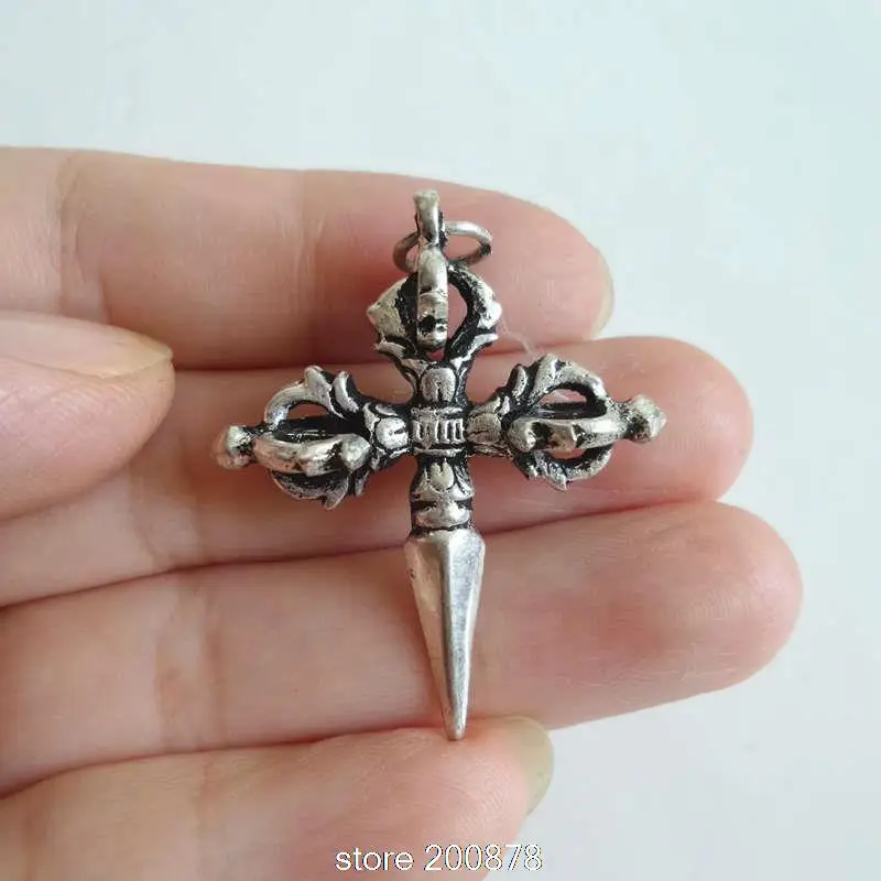 Tibetan Amulet Charms for Man Cross Vajra Copper Brass Metal Pendants TBP190