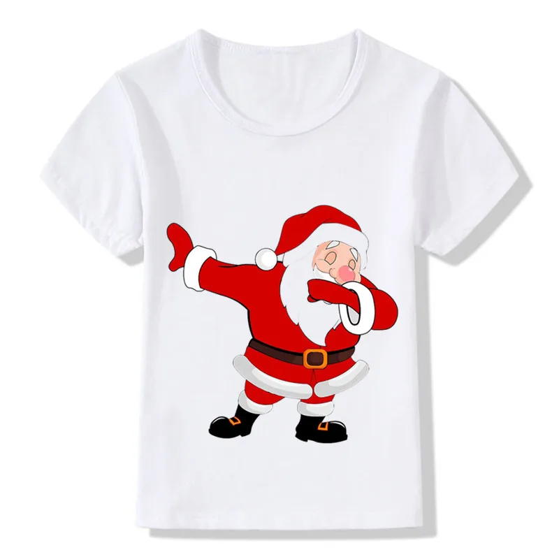Dabbing Santa Pattern Funny Children T shirt Kids Merry Christmas Cartoon Clothes Baby Boys Girls Summer T-shirt,HKP5112 image 4