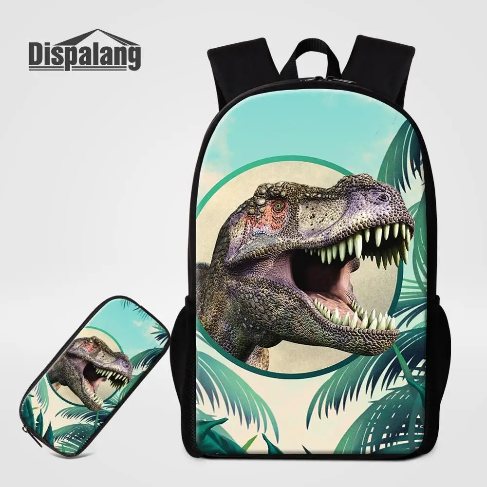 Dispalang 2 PCS Bags Set Dinosaur Animal Print School Bags Pencil Case For Student Backpack Children's Bookbags Custom Pen Bag