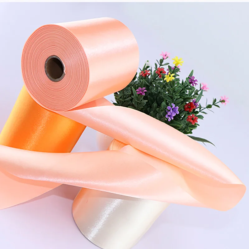 25 Meters/Roll 8cm/10cm/15cm Wide Champagne Satin Ribbon Polyester Ribbon for Wedding Chair/Car/Party Decoration Hand Sewing DIY