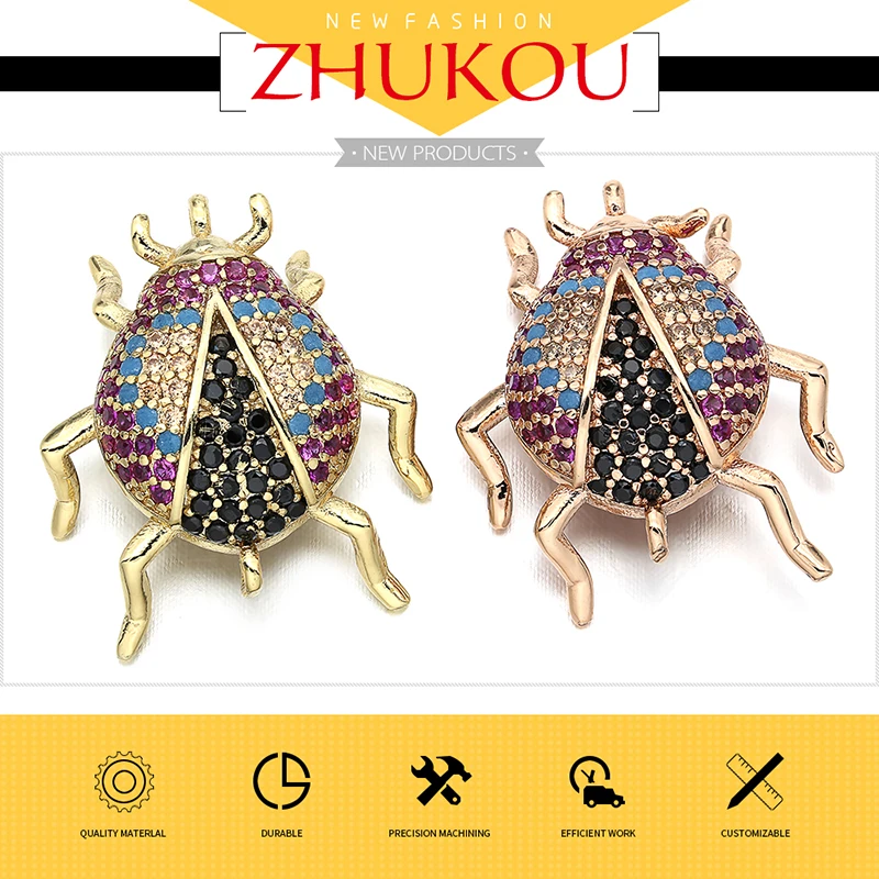 18*21mm Handmade Micro Pave Cubic Zirconia Beetle Charms Connector for Diy Jewelry Findings, Hole: 1mm, Model: VS259