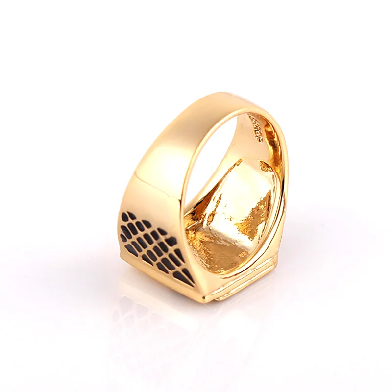 Ajojewel Gold-color Poker Ring Men Classic Jewelry Cool Black Enamel Heart Anel Man Accessories