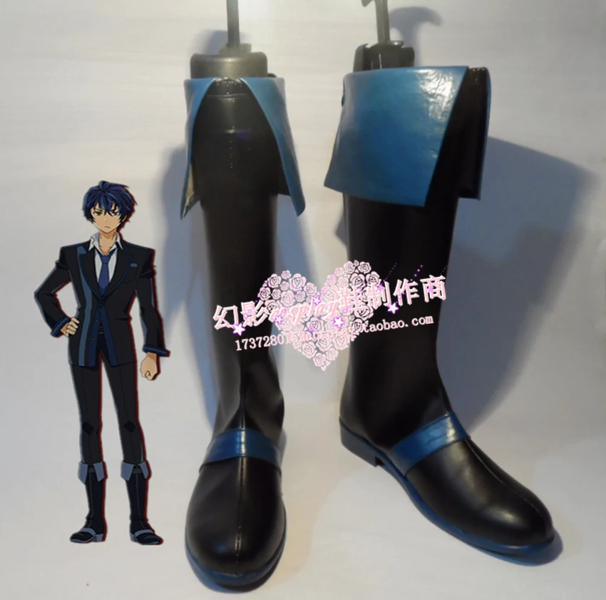 Black Bullet Satomi Rentaro Black Halloween Long Cosplay Shoes Boots H016