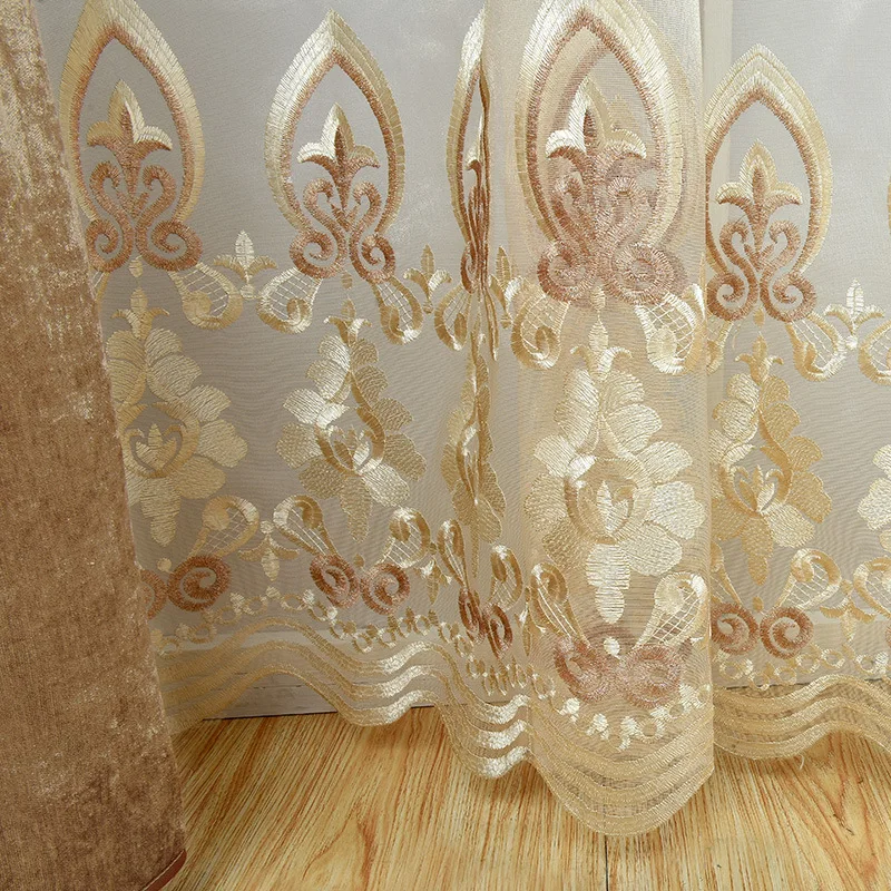 Purple Rice Coffee Color Embroidered Curtains Living Room Customized And Tulle Cortinas For Curtain Bedroom Drapes Fabric