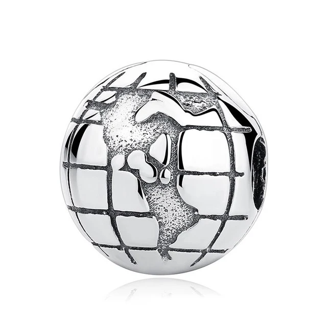 

Vintage Silver Plated Beads Charm Globe Clip Charms Fit Original Bracelets & Bangle DIY Women Jewelry Making