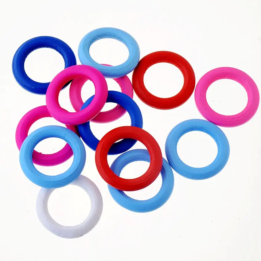 10pcs 33mm Wood Dye Wood Rings Circle Connectors Rings For Baby DIY Crafts Kids Toys Spacer Beading Bead Jewelry Making DIY