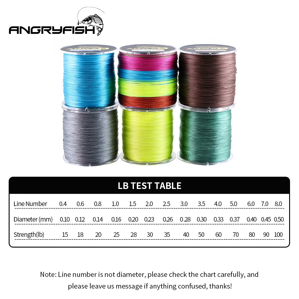 Angryfish 500M 9 Strands Super Multicolor PE Braided Fishing Line Strong Strength Fish Line